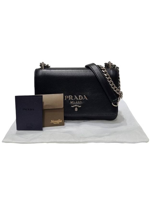 1BD144 Black leather silver chain mini cross bag - PRADA - BALAAN 10