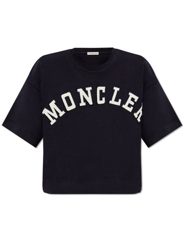 Moncler T-shirt With Logo, Women's, Navy Blue - MONCLER - BALAAN 1