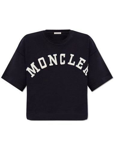 Moncler T-shirt With Logo, Women's, Navy Blue - MONCLER - BALAAN 1