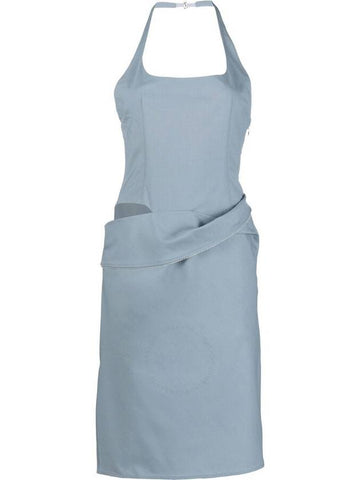 Jacquemus Hielo Cutout Stretch Wool Halter Neck Minidress In Blue, Brand Size 34 (US Size 0) - JACQUEMUS - BALAAN 1