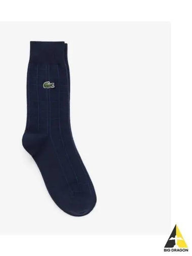 Men s Grid Check Gentleman Socks Navy - LACOSTE - BALAAN 1