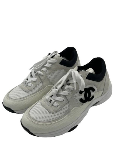 CC Logo Suede Tennis Low Top Sneakers Black - CHANEL - BALAAN 2