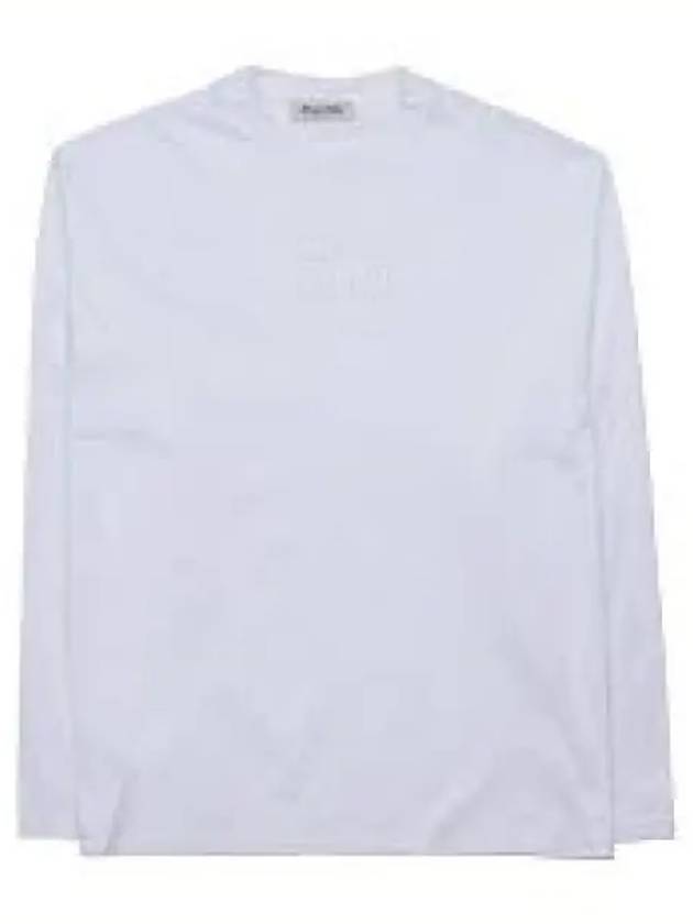 Logo Embroidered Cotton Long Sleeve T-shirt White - MIU MIU - BALAAN 2