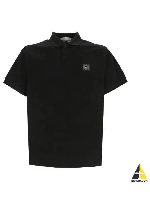 Compass Patch Short Sleeve Polo Shirt Black - STONE ISLAND - BALAAN 2