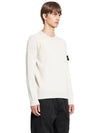 Logo Patch Lambswool Crewneck Knit Top Beige - STONE ISLAND - BALAAN 5