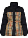 Check Reversible Down Puffer Jacket Beige Black - BURBERRY - BALAAN 1