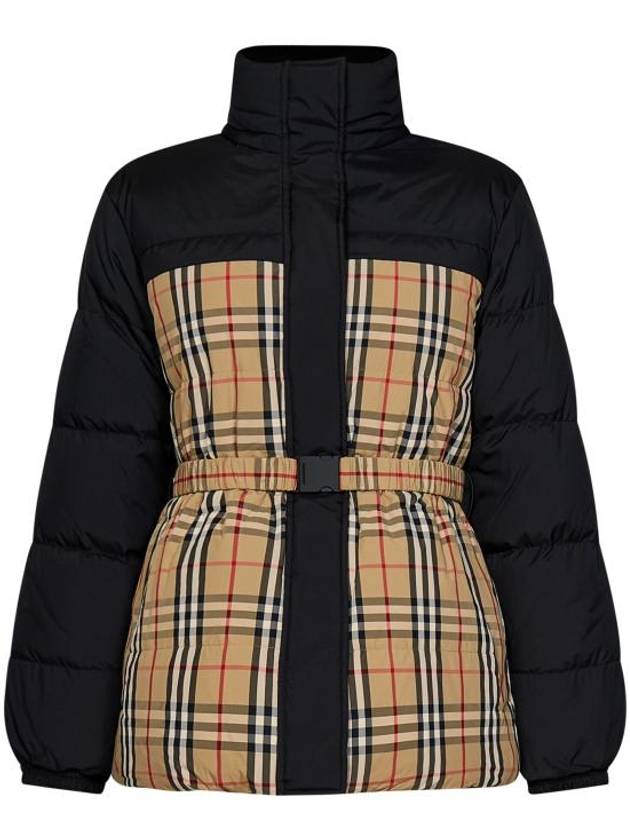 Check Reversible Down Puffer Jacket Beige Black - BURBERRY - BALAAN 1