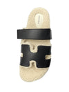 Chypre Shearling Calfskin Sandals Beige Black - HERMES - BALAAN 6