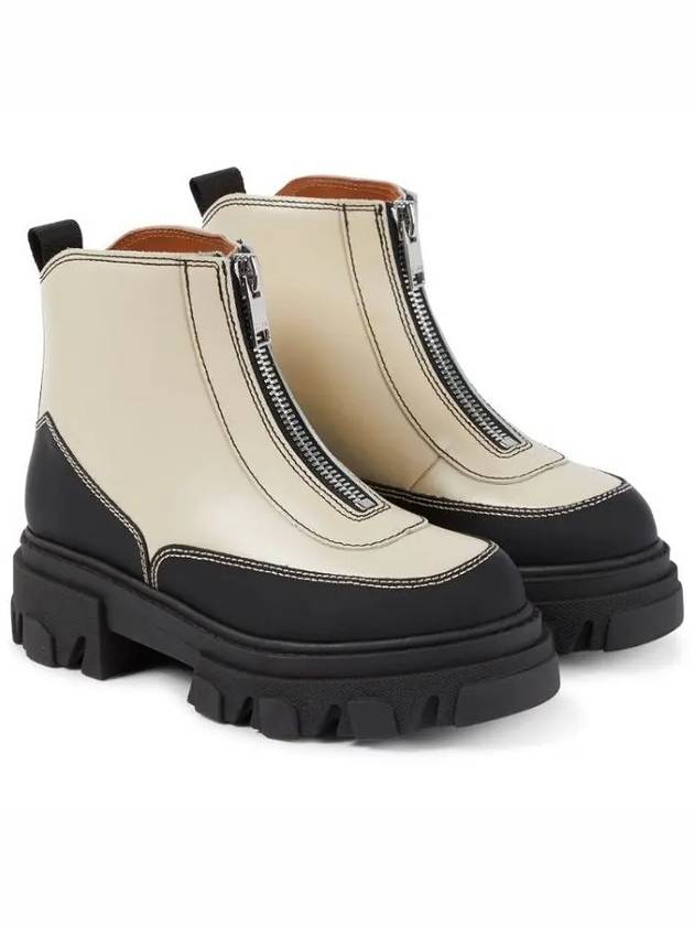 Lux Ellis Zipper Twotone Leather Ankle Boots S1615 - GANNI - BALAAN 5