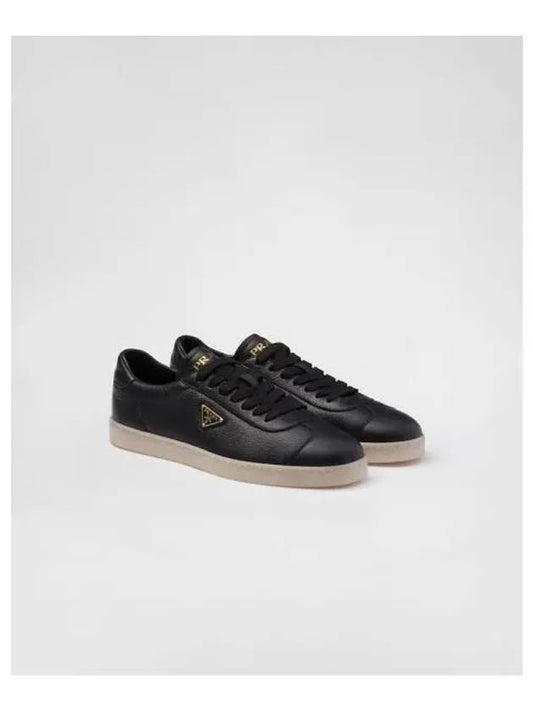 Triangle Logo Lane Leather Low-Top Sneakers Black - PRADA - BALAAN 2