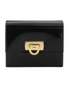 Gancini Compact Half Wallet Black - SALVATORE FERRAGAMO - BALAAN 2