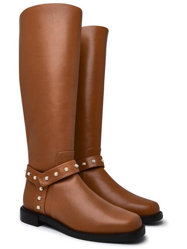 Stuart Weitzman Leather Pearl Moto Boots - STUART WEITZMAN - BALAAN 2