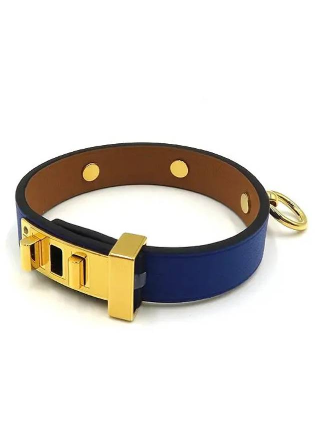 MINI DOG blue color gold ring decoration leather bracelet - HERMES - BALAAN 1