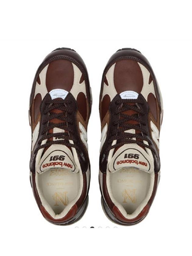 991 Made in UK Earth French Leather Low Top Sneakers Brown - NEW BALANCE - BALAAN 3