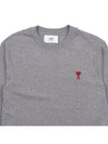 Chain Stitch Heart Logo Long Sleeve T-Shirt Heather Grey - AMI - BALAAN 4