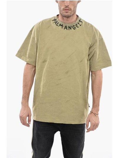 Men's Seasonal Logo Short Sleeve T-Shirt Military Green - PALM ANGELS - BALAAN 2