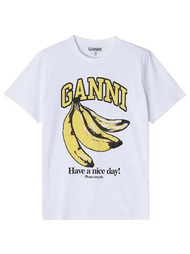 Basic Jersey Banana Relaxed Short Sleeve T-Shirt White - GANNI - BALAAN 3