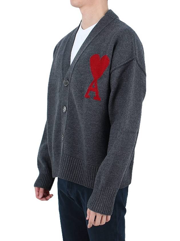 De Coeur Logo Wool Cardigan Grey - AMI - BALAAN 5