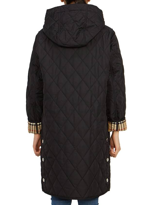 Women's Diamond Quilted Hoodie Single Coat Black - BURBERRY - BALAAN 8