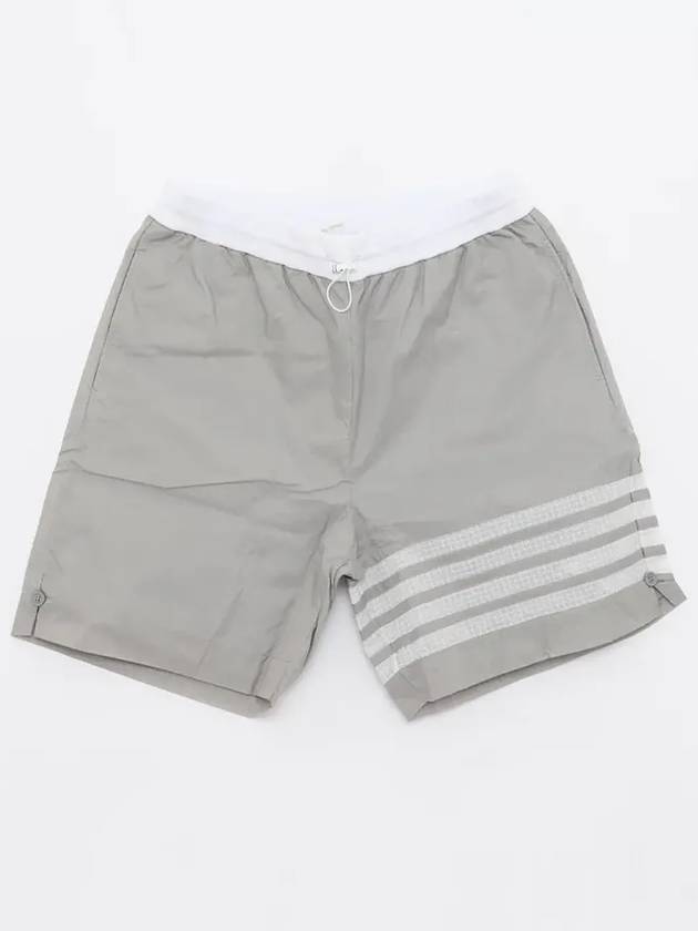 4 Bar Stripe Track Shorts Grey - THOM BROWNE - BALAAN 4