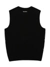 Terrier Jagguard Round Knit Vest 2004LZVRBLACK - BLACK&WHITE - BALAAN 3