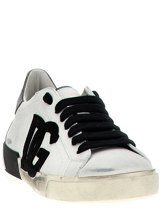 Dolce & Gabbana Portofino DC Logo Black Lace Up Low Top Sneakers White - DOLCE&GABBANA - BALAAN 3