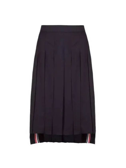 Super 120S Twill Below Knee Pleated Skirt Navy - THOM BROWNE - BALAAN 2