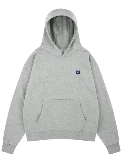 2024 F W Unisex MVR Patch Logo Slick Hooded Sweatshirt Gray - MAVRK - BALAAN 2