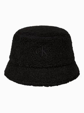 JEANS Unisex CKJ Small Monogram Logo Sherpa Bucket Hat 4K5034G TMZ - CALVIN KLEIN - BALAAN 1