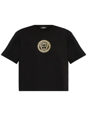 Versace T-shirt With Medusa Head, Women's, Black - VERSACE - BALAAN 1