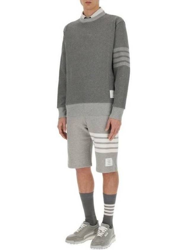 4 Bar Crew Neck Sweatshirt Grey - THOM BROWNE - BALAAN 7