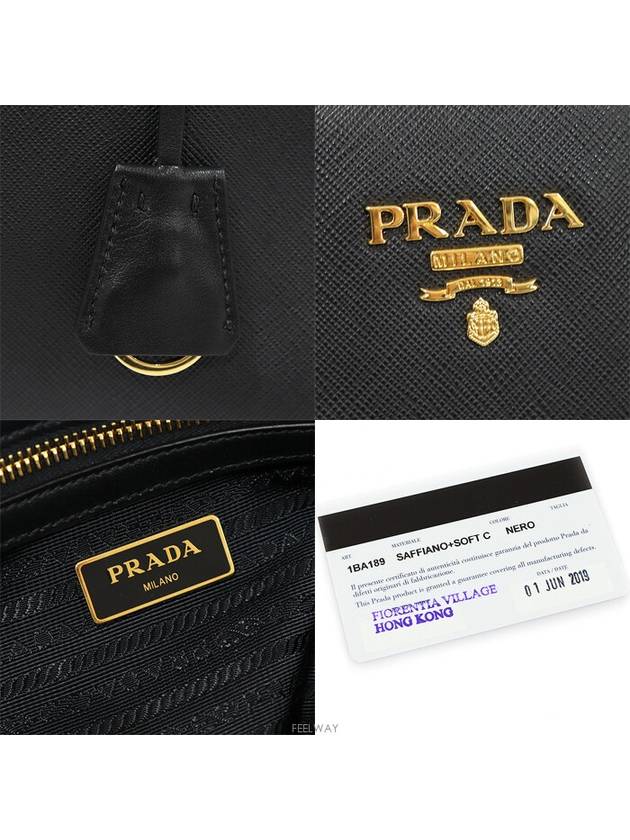 1BA189 Black Saffiano Soft Calfskin Gold Lettering 2WAY - PRADA - BALAAN 6