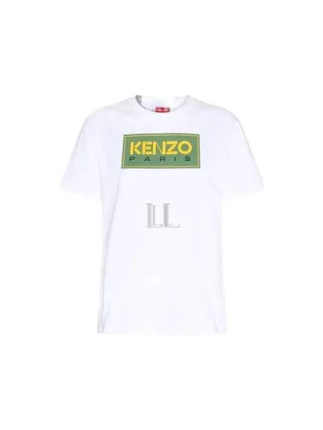 Women's Paris Logo Loose Cotton Short Sleeved T-Shirt White - KENZO - BALAAN 2