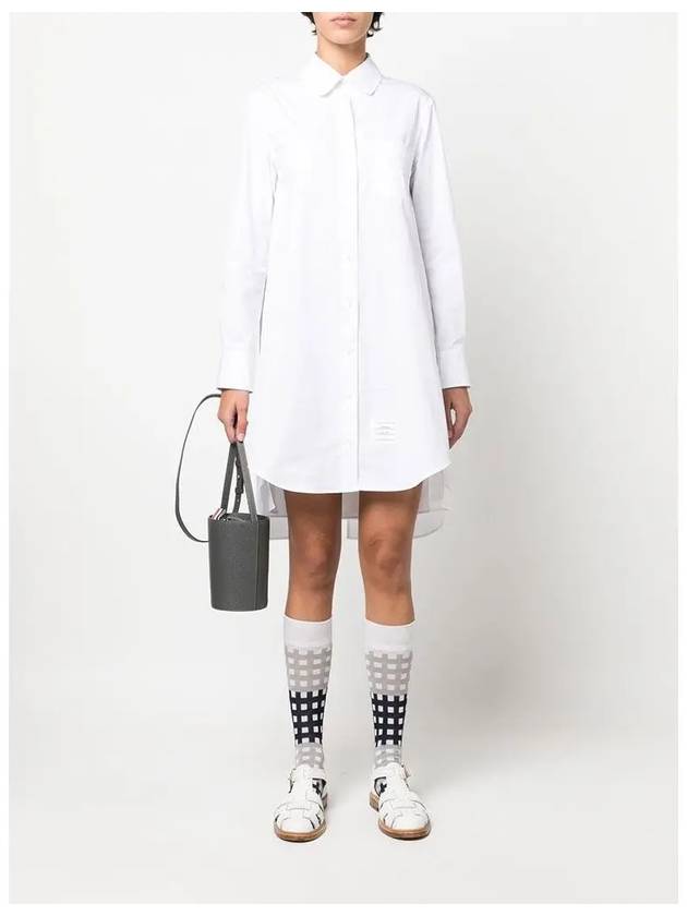 Solid Poplin Pleated Back Shirt Mini Dress White - THOM BROWNE - BALAAN 4