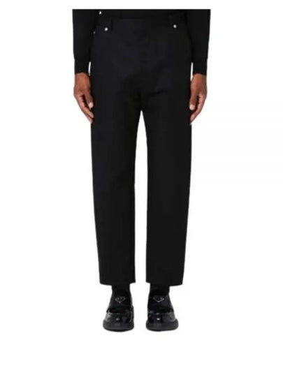 Triangle Logo Cotton Straight Pants Black - PRADA - BALAAN 2