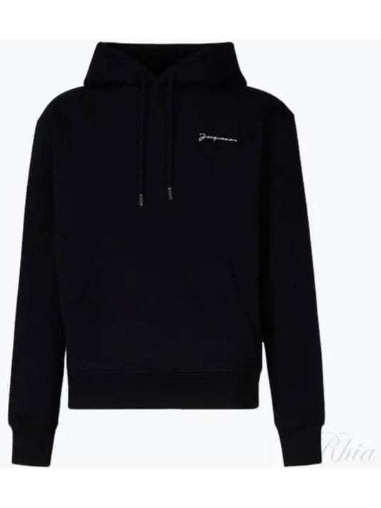Le Brode Embroidered Logo Cotton Hoodie Black - JACQUEMUS - BALAAN 2