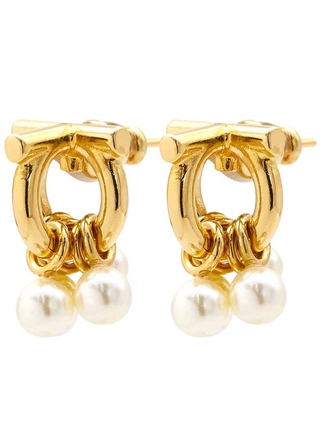 Women s Gancini Pearl Stud Earrings Gold - SALVATORE FERRAGAMO - BALAAN 2