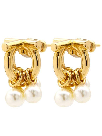 Women s Gancini Pearl Stud Earrings Gold - SALVATORE FERRAGAMO - BALAAN 2