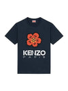 Women's Boke Flower Loose Fit Cotton Short Sleeve T-Shirt Navy - KENZO - BALAAN 1