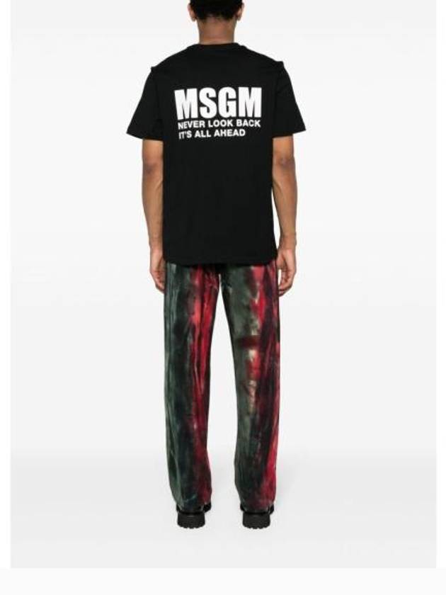 Logo Print Cotton Short Sleeve T-Shirt Black - MSGM - BALAAN 4