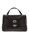 Women's Baby Daily Postina Leather Mini Tote Bag Black - ZANELLATO - BALAAN 1