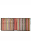 Men's Logo Signature Stripe Leather Half Wallet Khaki - PAUL SMITH - BALAAN 5