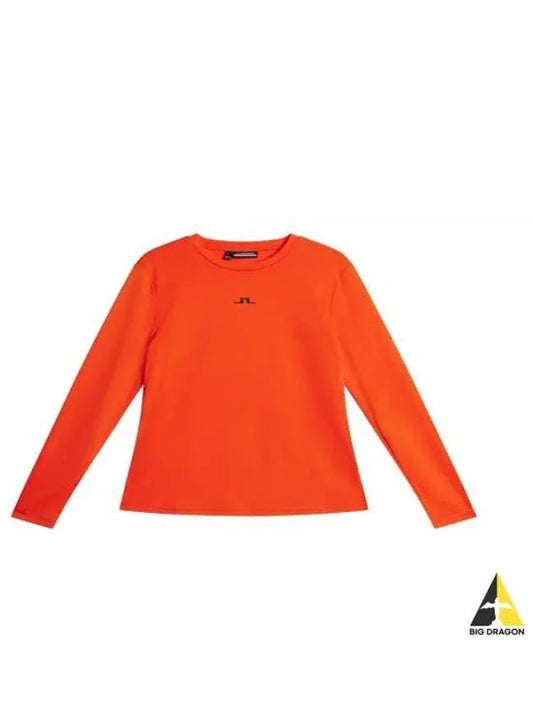 Golf Logo Print Ada Long Sleeve T-Shirt Tangerine Tango - J.LINDEBERG - BALAAN 2