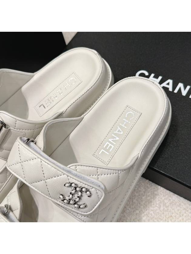 Men's Chanel Mule Velcro Slippers CC Logo White - HERMES - BALAAN 6