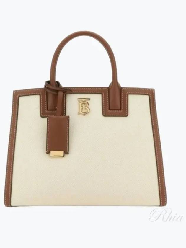 Francis Canvas Mini Tote Bag Natural Brown Beige - BURBERRY - BALAAN 2