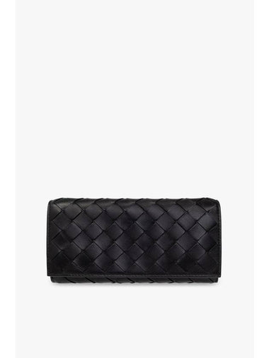 Intrecciato Flap Long Wallet Black - BOTTEGA VENETA - BALAAN 1