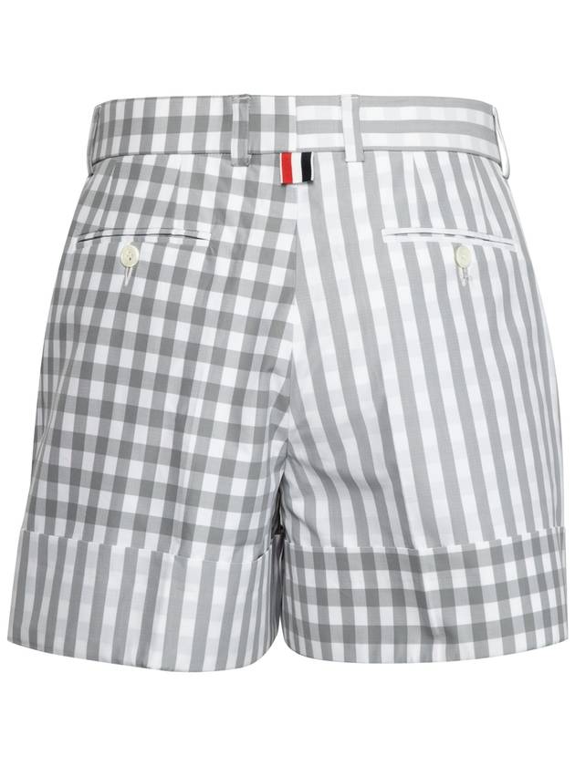 Gingham Check Double Face Poplin Shorts Medium Grey - THOM BROWNE - BALAAN 3