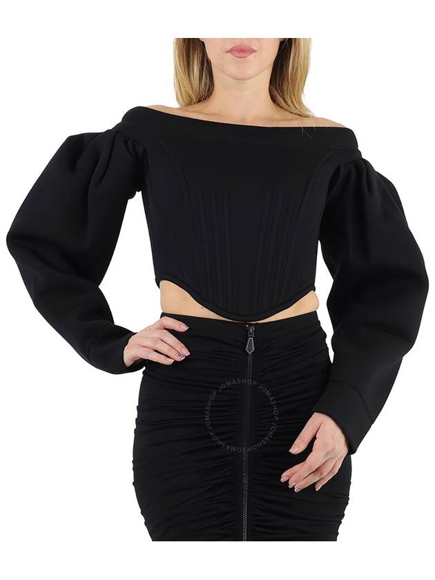 Women's Off Shoulder Neoprene Blouse Black - BURBERRY - BALAAN 3