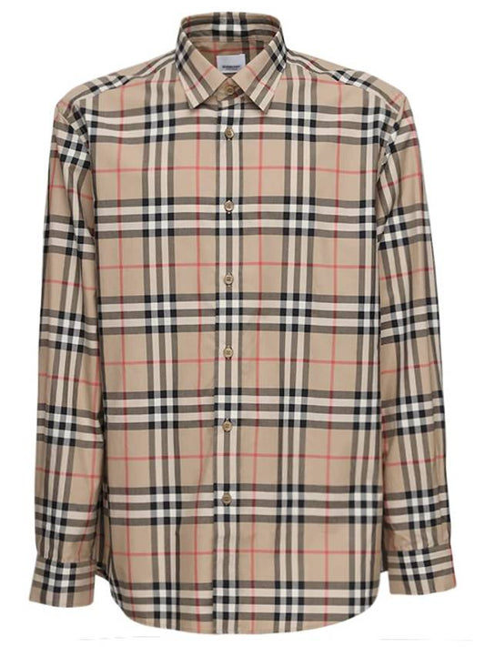 Check Cotton Poplin Shirt Archive Beige - BURBERRY - BALAAN 2