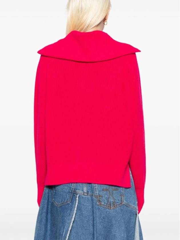 Bold Fox Head Patch Half Zip Knit Top Pink - MAISON KITSUNE - BALAAN 5